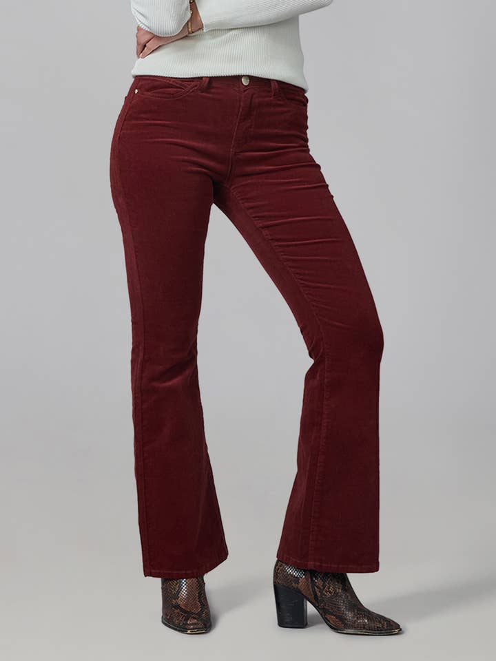 ALICE-SR Pantaloni a Zampa a Vita Alta in Velluto a Coste con Cucitura Interna di 32" per la vendita all'ingrosso da parte di LOLA DENIM