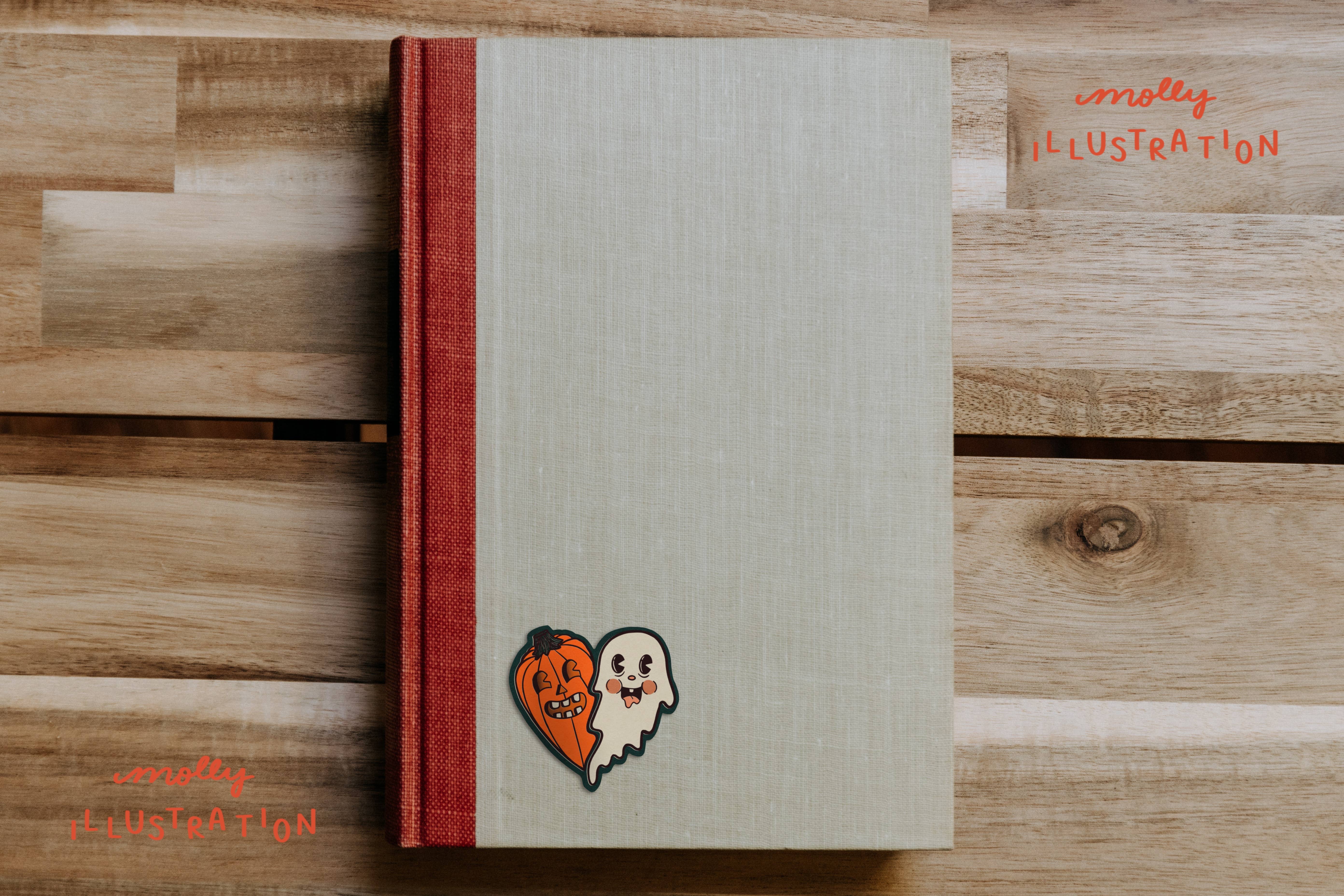 Molly Illustration - Wholesale Sticker - Spooky Pals Ghost and Pumpkin Waterproof Vinyl Sticker2