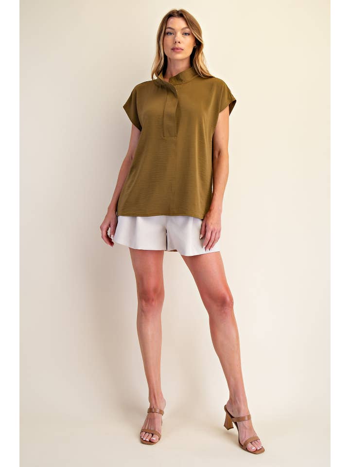 Glam - Wholesale Blouse - Women's - Round Neck Open Neckline Blouse
8