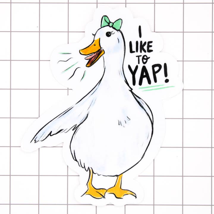 Yapping Duck Vinyl Sticker for wholesale by Amy Hartelust Art and Illustration