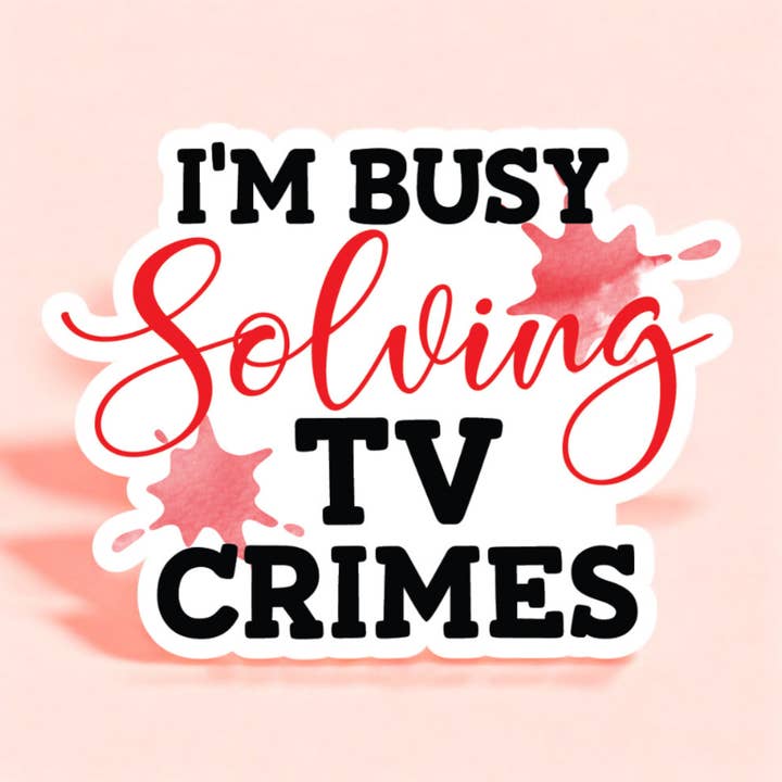 I’m Busy Solving Tv Crimes Sticker | True Crime Gift for wholesale by Midnight Dahlia Studio
