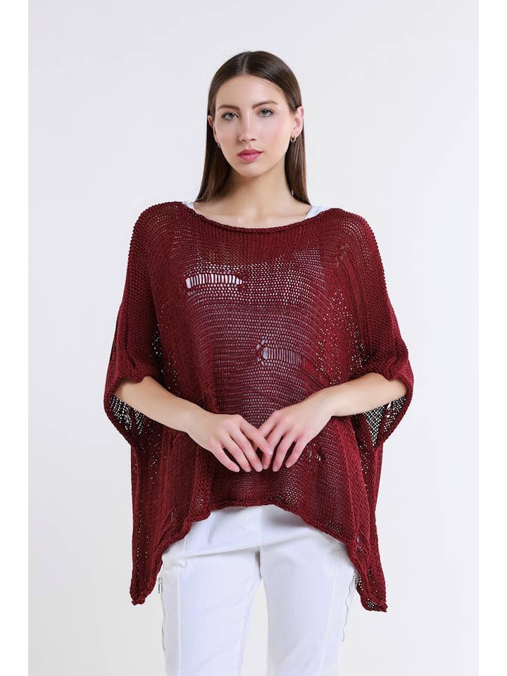 TINA Stephens Italy/Tees By Tina – Top de malha - Mulher por atacado – Camisola de malha com barra aberta Jean Elbow Slv (BQ909)17