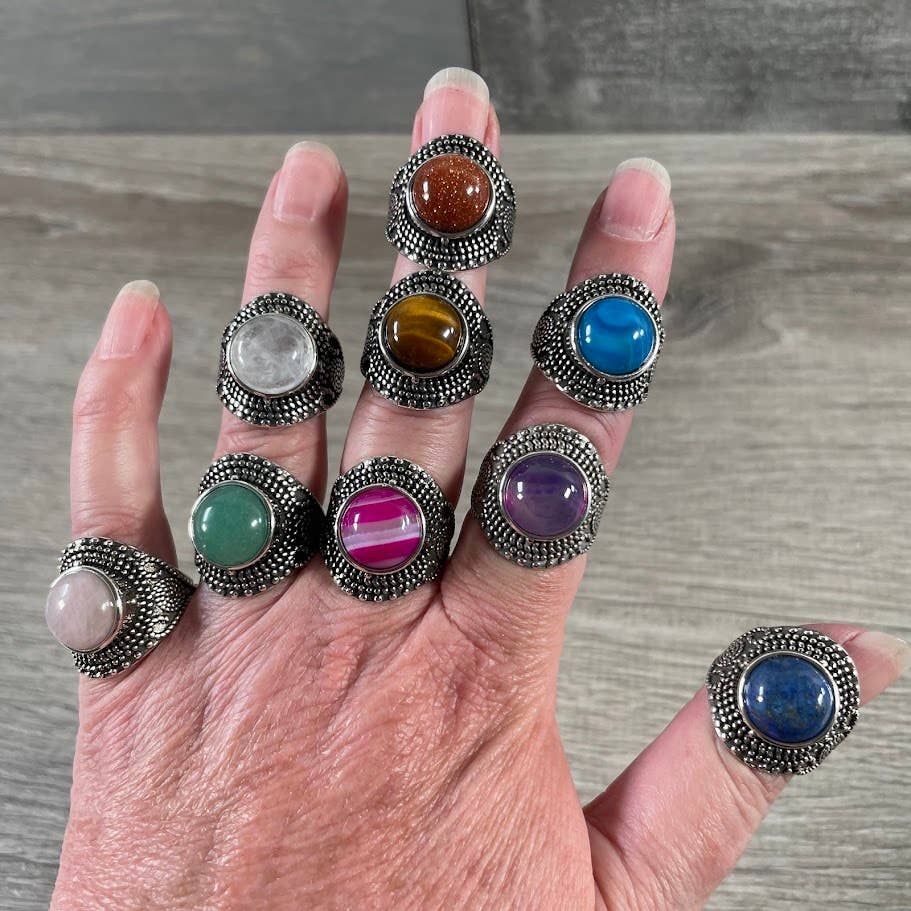 Keystone Crystals - Wholesale Cocktail/Statement Ring - Assorted Gemstone Rings in Pot Metal – Mixed Sizes15
