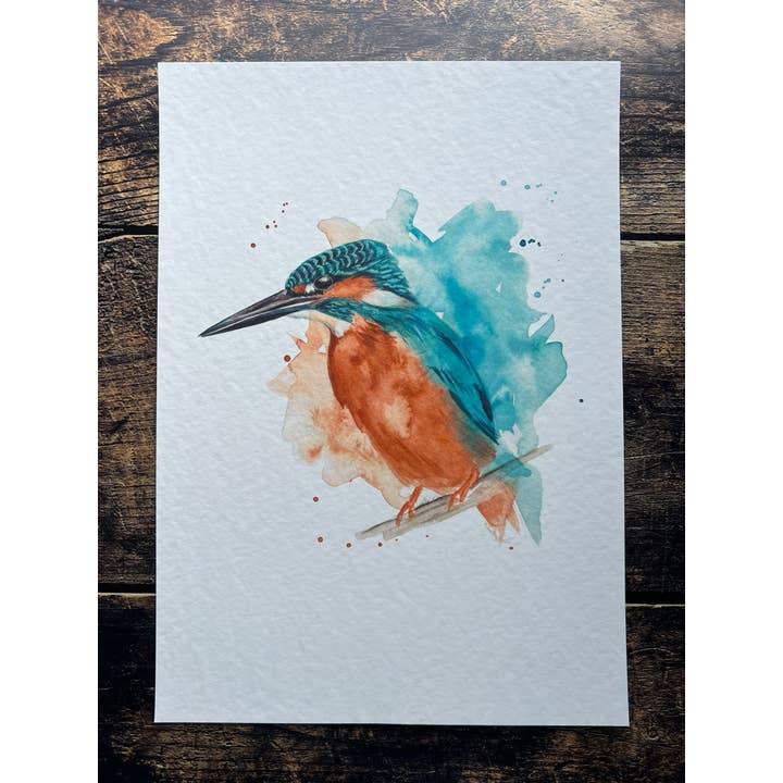 Georgina Doodles - Wholesale Art Print - Kingfisher Watercolour Art Print | Gifts for Bird Lovers2