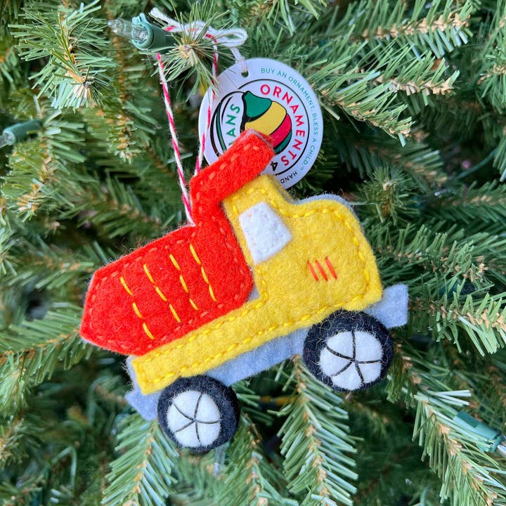 Ornaments 4 Orphans - Wholesale Ornament - Dump Truck Felt Wool Christmas Ornament