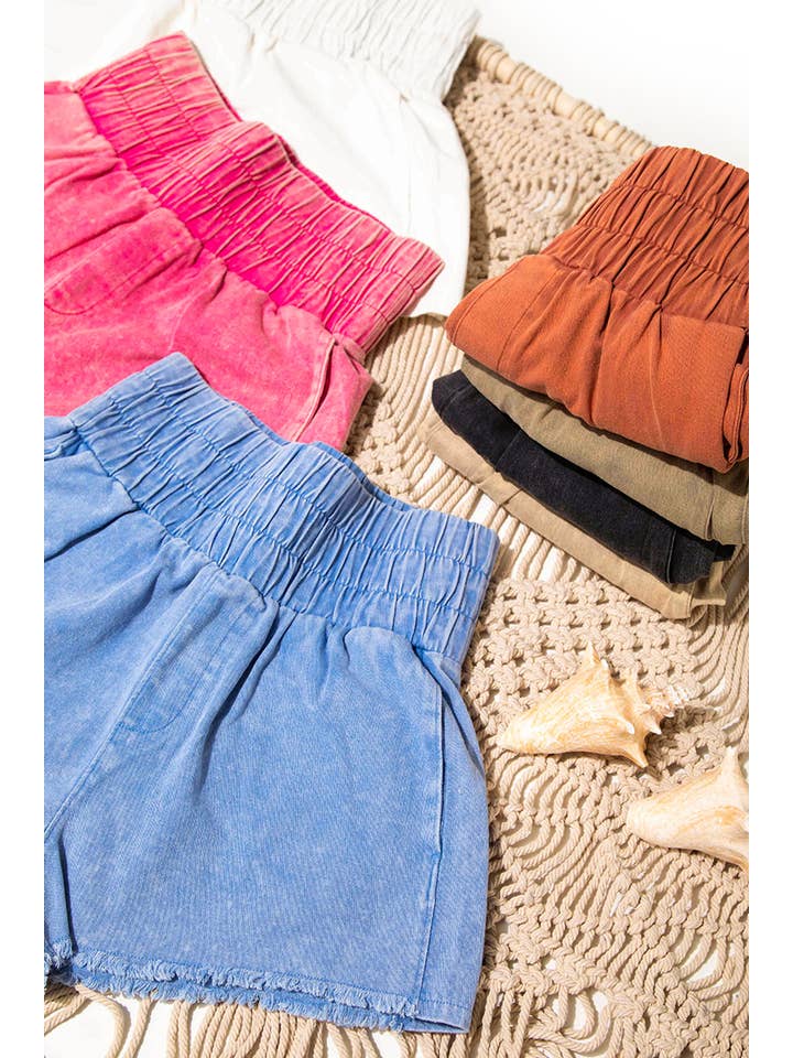 VERY J - Wholesale Shorts - Women's - NP70123-High-Waist Washed Twill Shorts