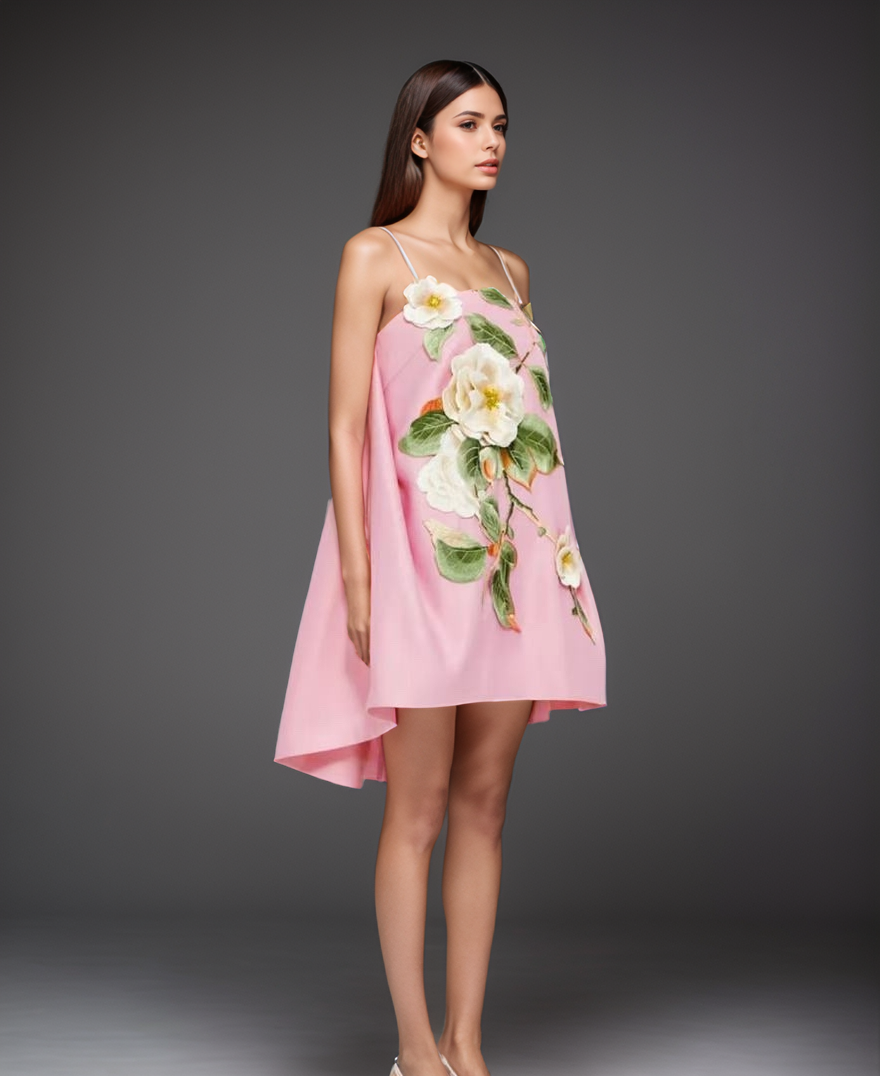 Productseeker - Wholesale Dress - Women's - DR685Y 3D Embroidered Backless Suspender Dress in Soft Pink25