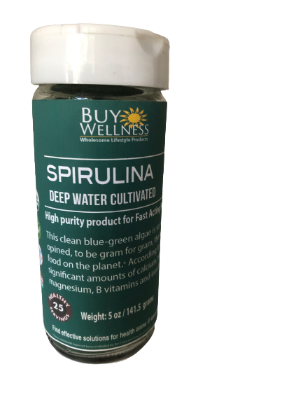 Buy Wellness – wholesale Protein/superfood powder – Organic Spirulina, Pure Blue Green Algae 5 oz Glass Jar Pack2