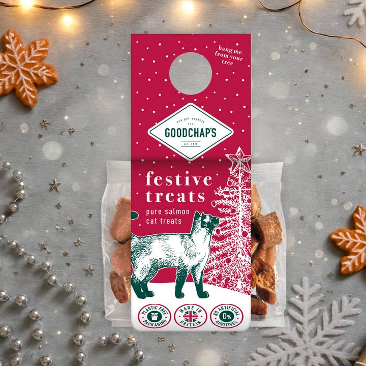 Festive Treats Tree Pack | Salmon | Christmas Cat Treats for wholesale by Goodchap's