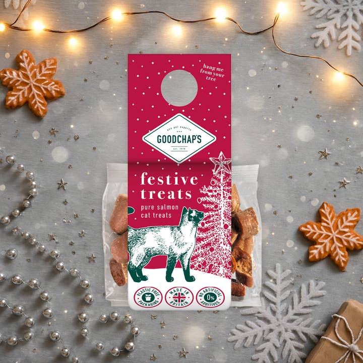 Festive Treats Tree Pack | Salmon | Christmas Cat Treats for wholesale by Goodchap's