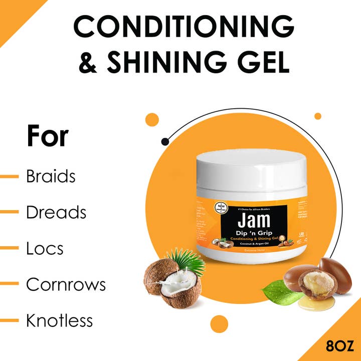 UB BRANDS INC - Wholesale Hair Styling Gel/Mousse - Jam Dip n Grip Coconut & Argan Oil Extreme Hold Gel 8oz1