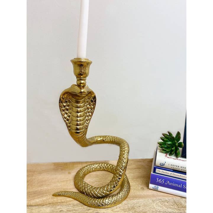 Geko Products - Wholesale Candle Holder - Large Gold Snake Candle Holder