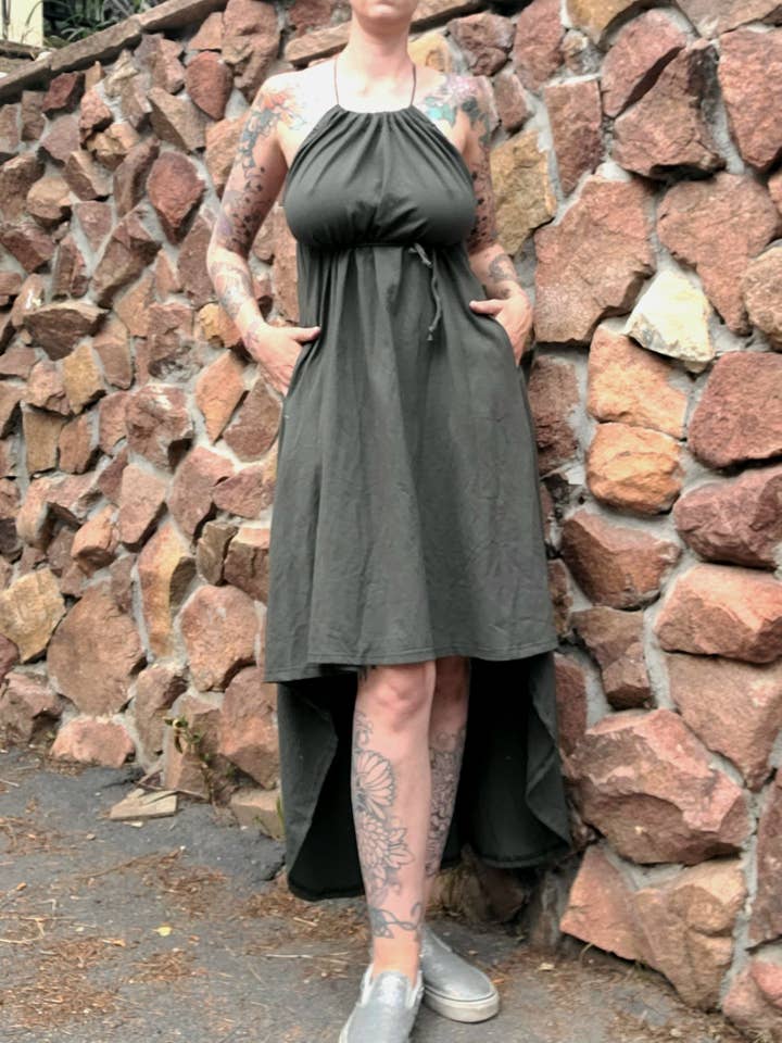 High Low Dress - Dark Green for wholesale by PEZZO Apparel