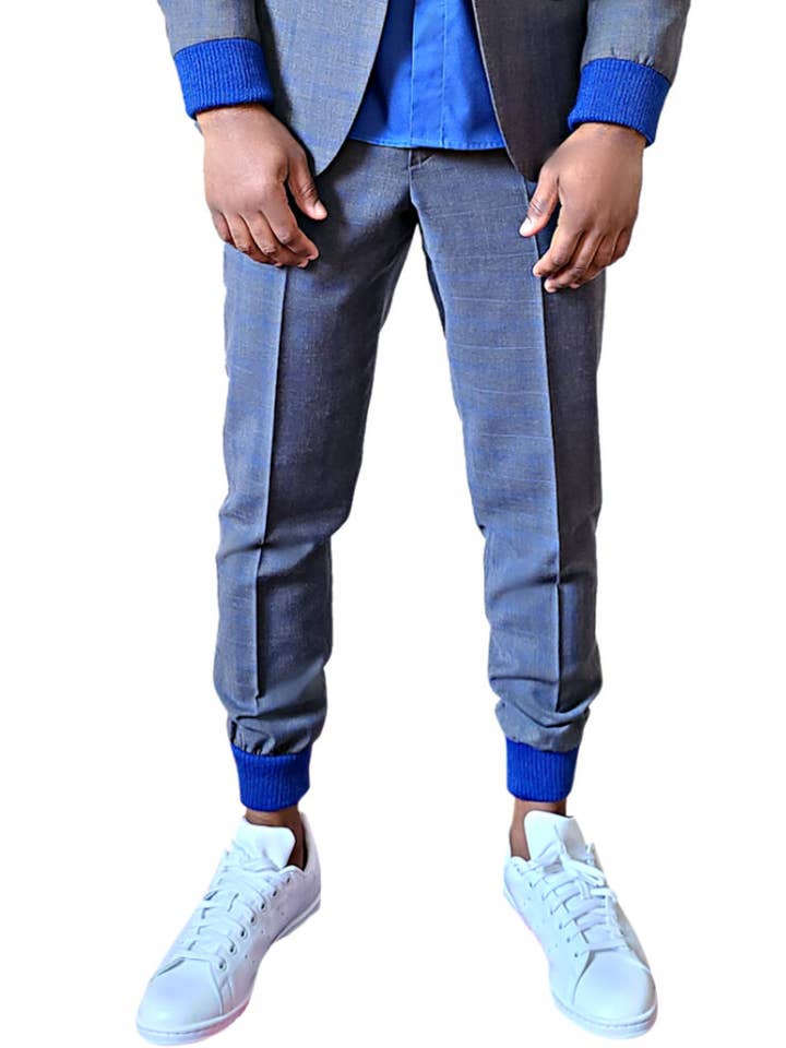 Gray Royal Plaid Rib Hem Trouser for wholesale by Isaiah Hemmingway