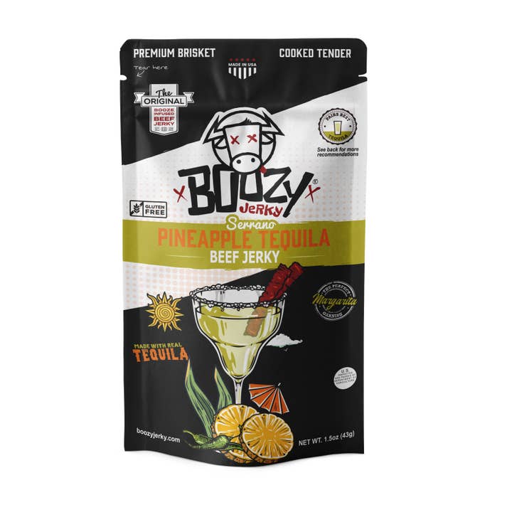 Pineapple Serrano Tequila Beef Jerky for wholesale by Boozy Jerky