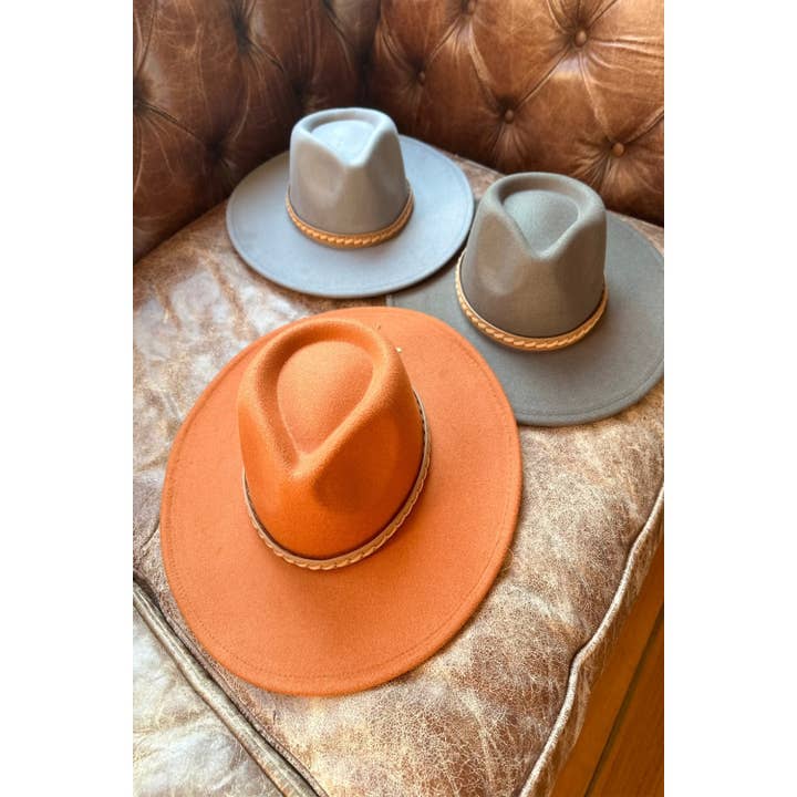 Bella Betty – wholesale Fedora – Women’s – Wide Brim Vegan Felt Rancher Hat with Braid Leather3