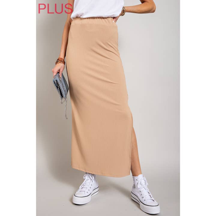 DAZU GERIPPTER MIDIROCK AUS STRICK MIT SCHLITZ für den Großhandel von Sweet Generis