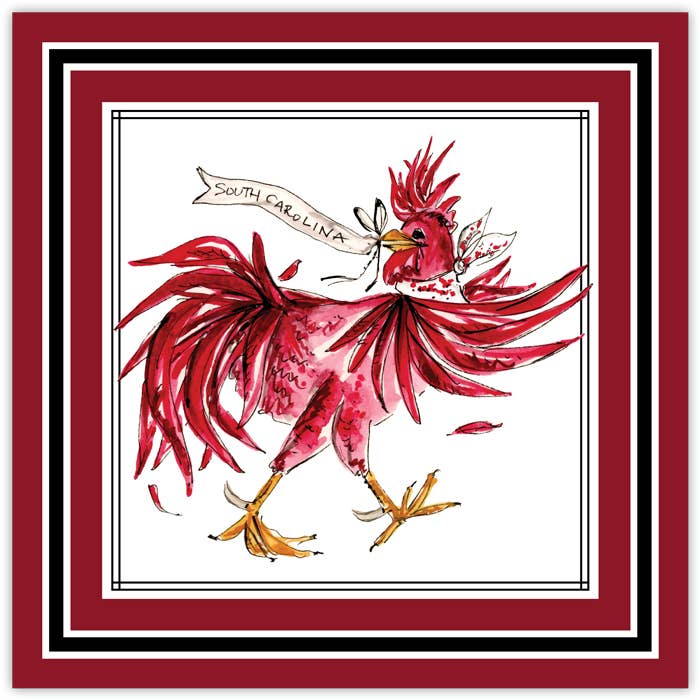 Maroon & Black Gamecock Firkantet dækkeserviet for engroshandel hos RosanneBeck Collections