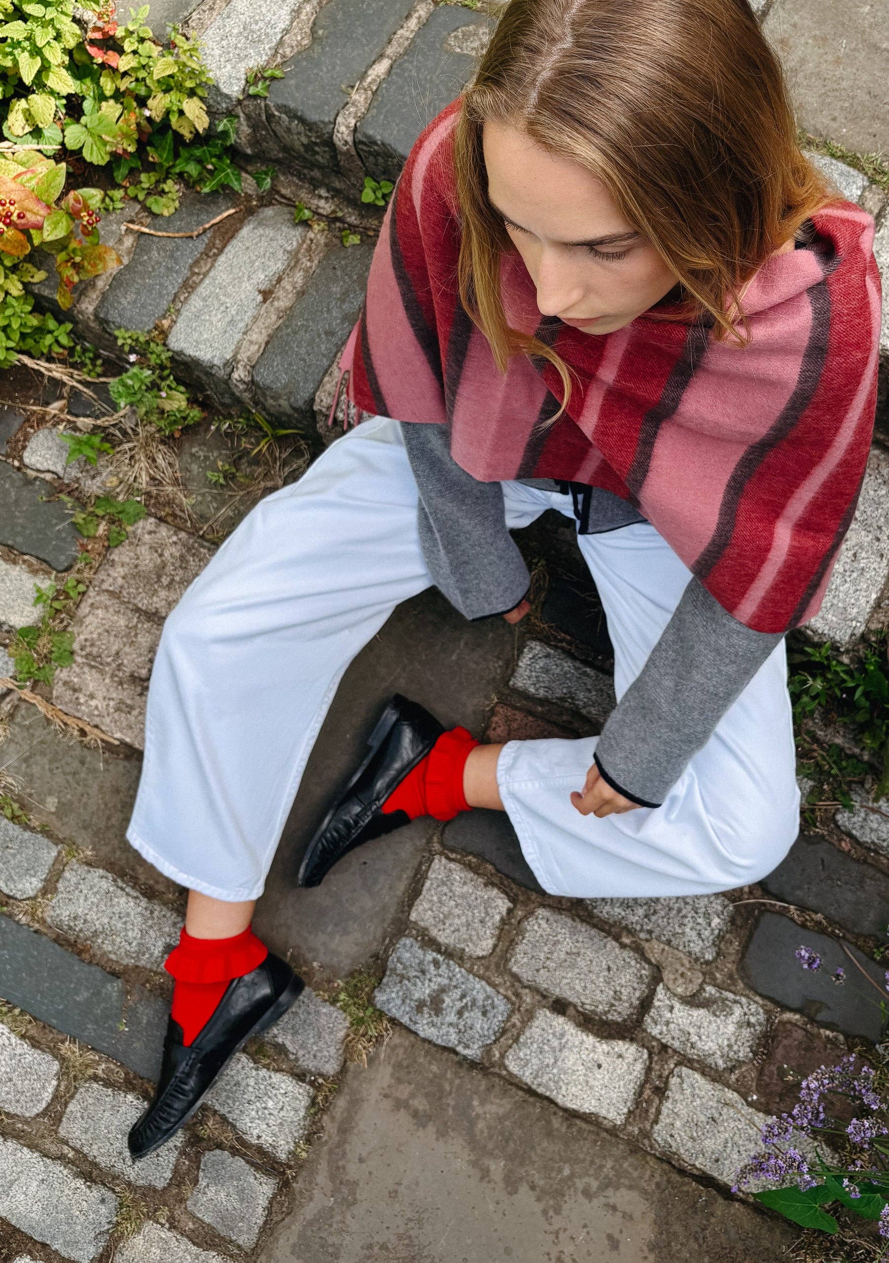 TBCo – wholesale Socks – Women's – Merino Wool Socks in Red Frilly1