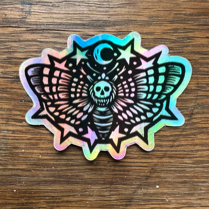 Horse & Hare - Wholesale Sticker - Death's Head Moth Holographic Sticker1