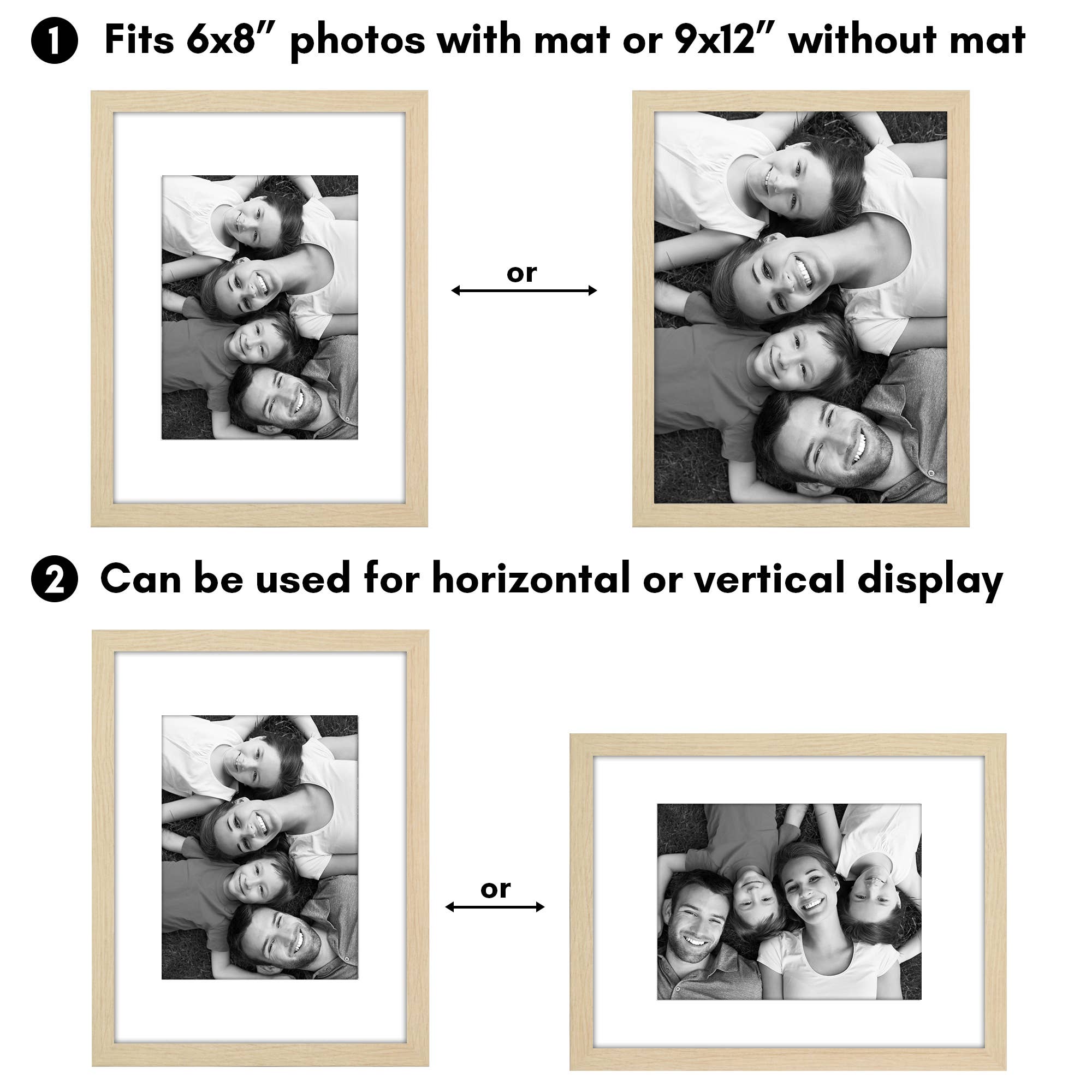 Americanflat - Wholesale Picture Frame - Americanflat 5 Pack Picture Frames With Mat Plexiglass Cover127