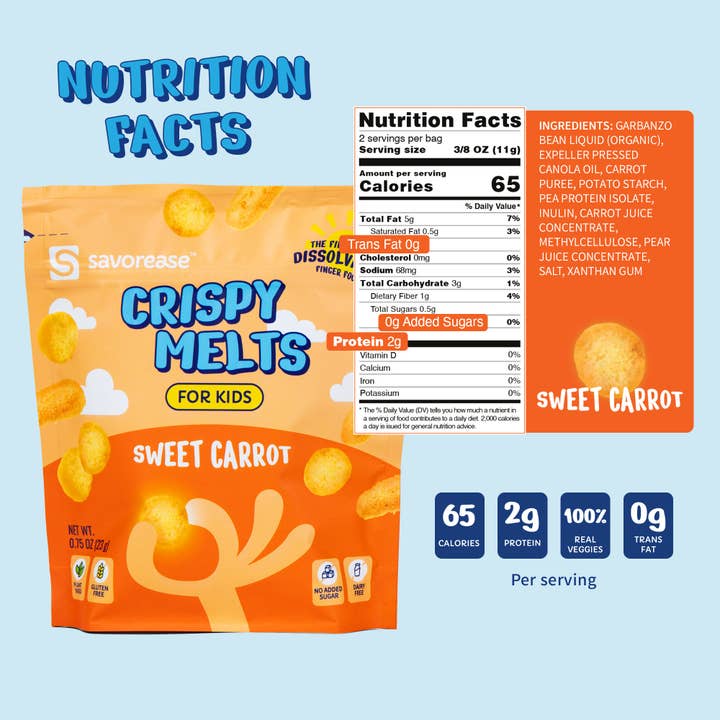 Savorease Snacks – wholesale Baby food – (12-Pack) Sweet Carrot - Baby First Finger Food2