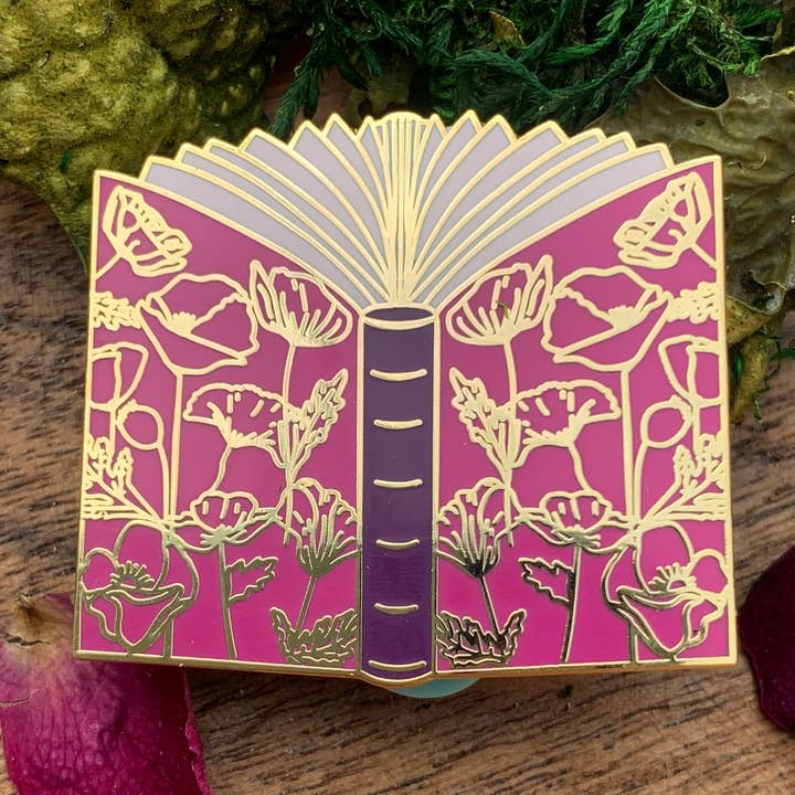 Enamel Pin - Magical Book - Dreamy Poppies for wholesale by Poppy & Lark