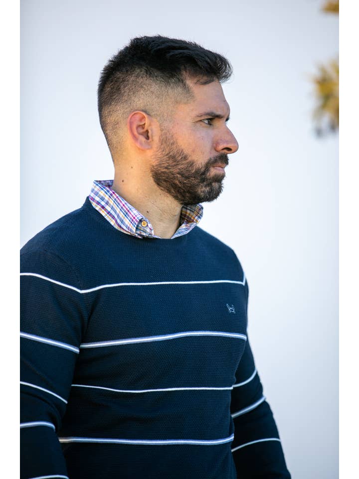 Custi Mikelo: Men's Clothing & Christmas Gifts - Vente Pull en maille – homme - Pull Rayé Bordeaux3