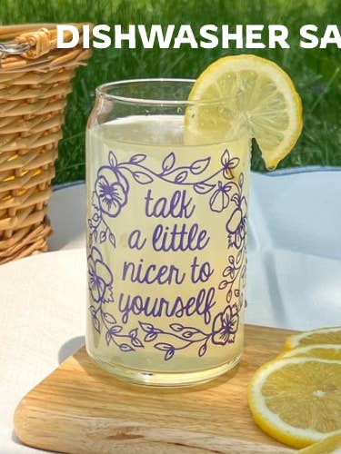 Fala um pouco mais gentilmente contigo mesmo copo de vidro pode 16 oz por atacado de Uplifter Sticker