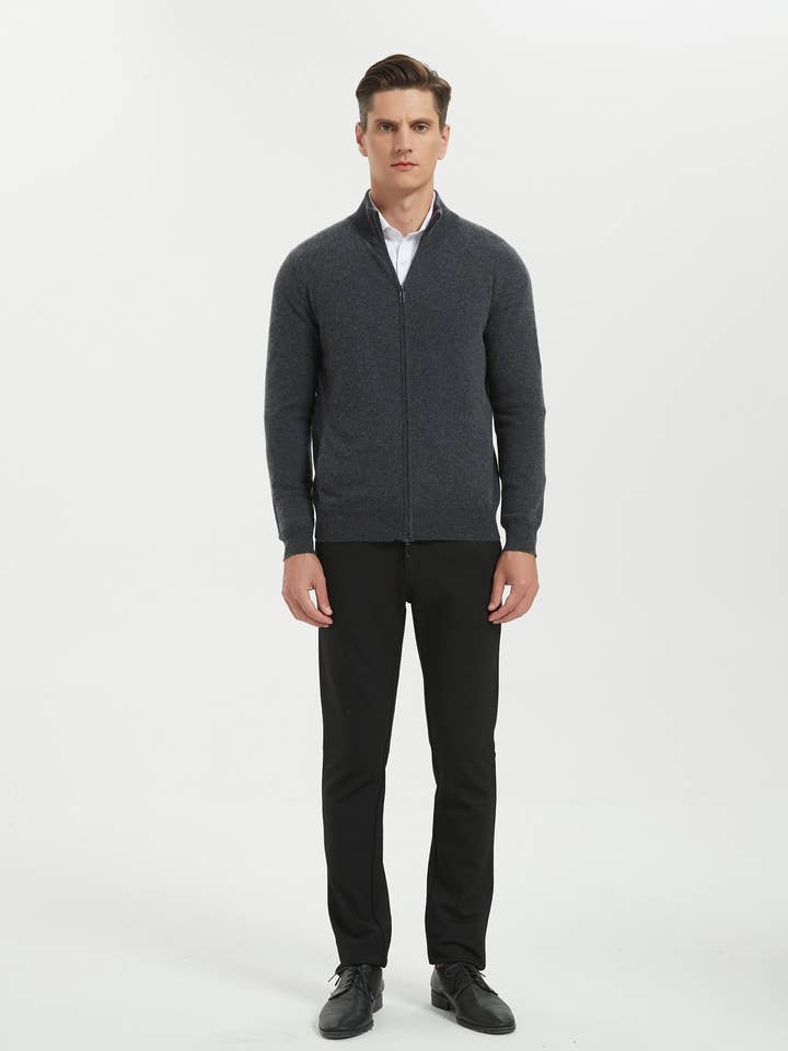 Men's Grade-A Cashmere Full-Zip Sweater for wholesale by EWSCA
