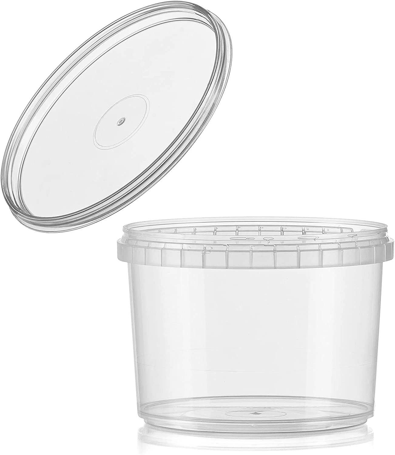 singleware - Wholesale Food Storage Container - 16-oz. Round Clear Deli Containers with Lids | Stackable, Tamper-Proof BPA-Free Food Storage Containers | Recyclable Space Saver Airtight Container for Kitchen Storage, Meal Prep, Take Out | 20 Pack2