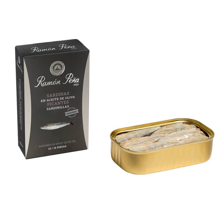 Catalan Gourmet - Wholesale Tinned fish - Ramon Pena Silver Small Sardines In Hot Olive Oil (12/16)