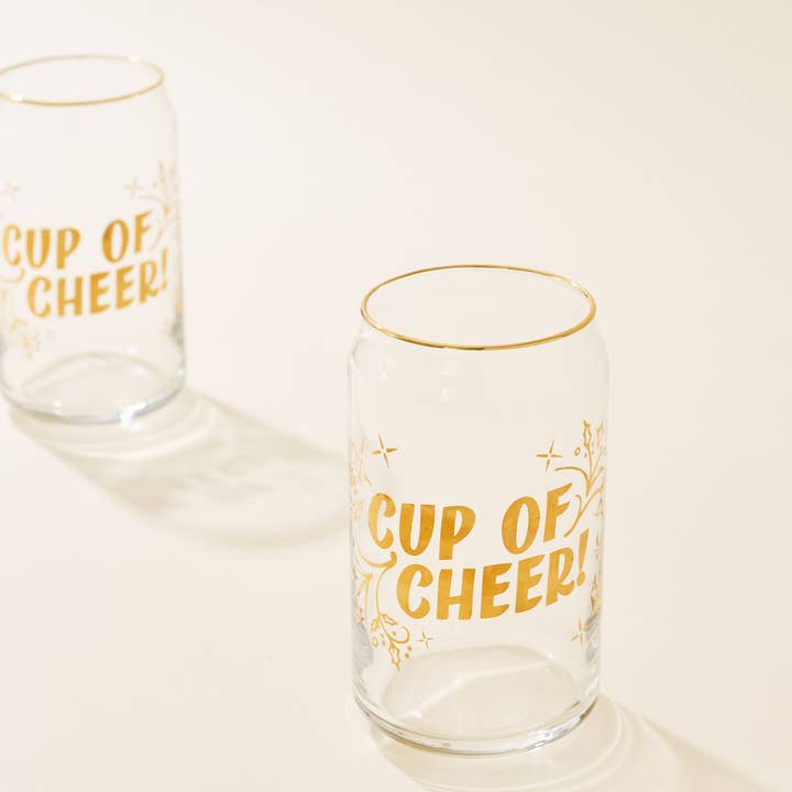 One & Only Paper - Wholesale Drinking Glass/Cup - Cup of Cheer Gold 16 Oz Soda Can Glass1