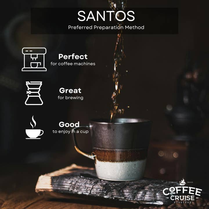 Lukata LTD – wholesale Kaffebönor – COFFEE CRUISE Santos Kaffebönor 1kg - Medelrostning - Aromakameller - För alla kaffemaskiner - 100% Arabica