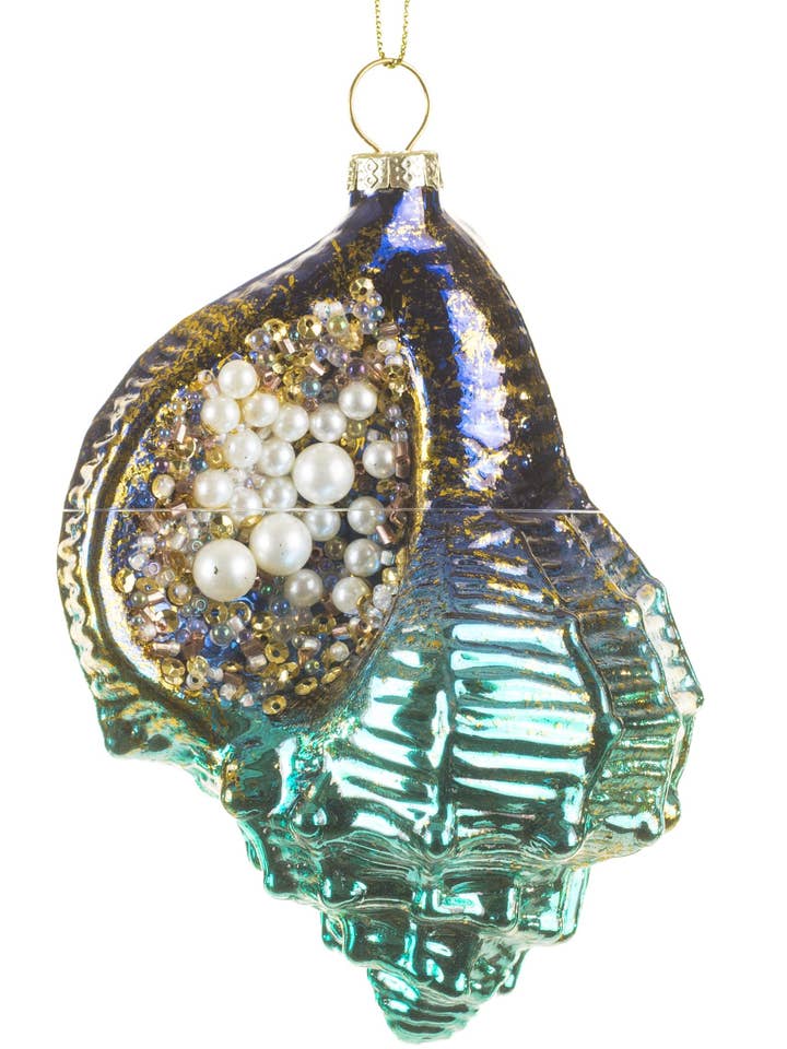 NEW-Blue Conch Shell Ornament for wholesale by Starlight Collection