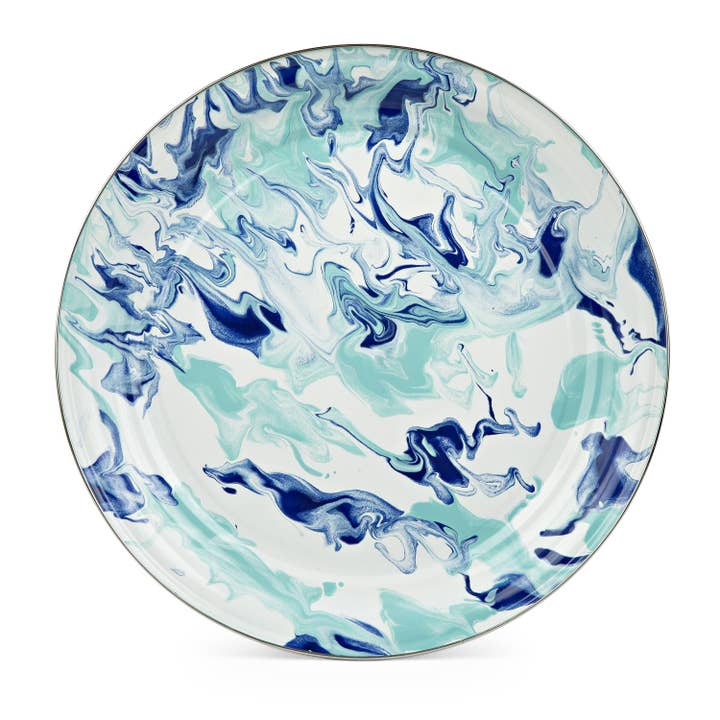 Golden Rabbit Enamelware Lagoon Large Tray for wholesale by Crow Canyon Home