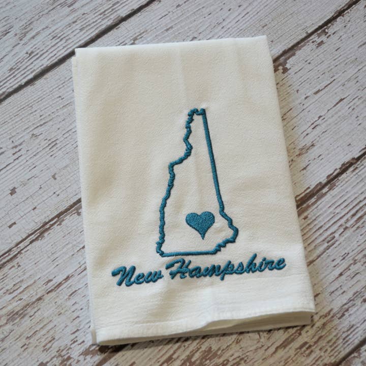 SewMuchMoreStore - Wholesale Tea Towel - State Tea Towel - Dark Teal - Embroidered Floursack Towel5