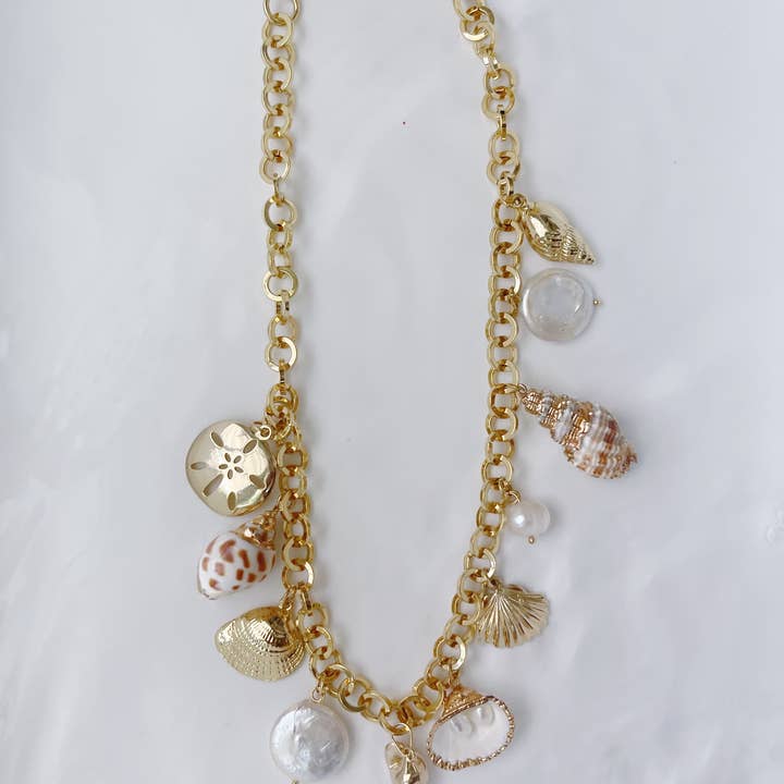 Carolina Benoit - Wholesale Pendant/Charm Necklace - Seashells and charms summer statement necklace Made In US2