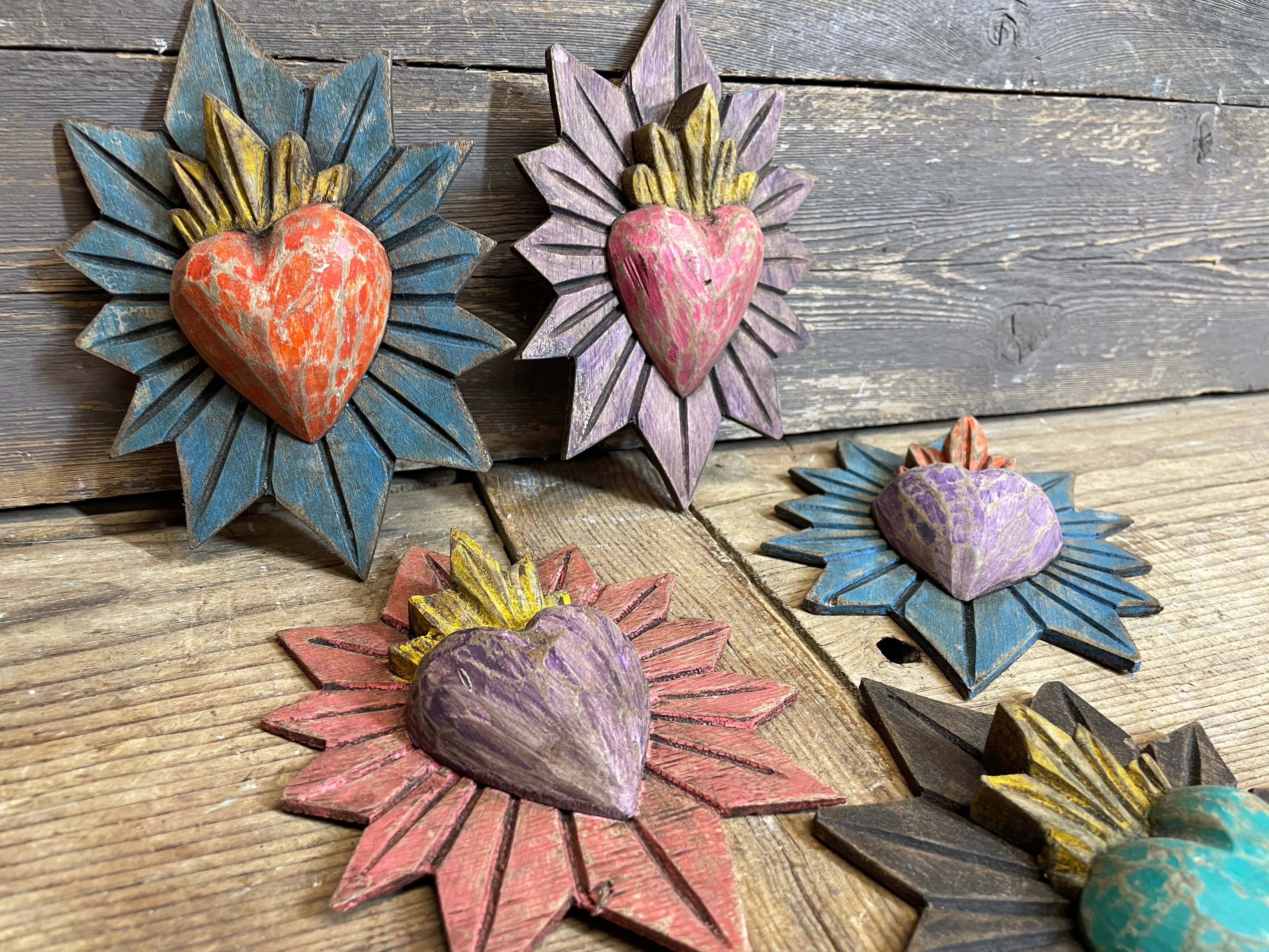 My Amigos Imports - Wholesale Wall Decor - Kids & Baby - Sacred Heart Carved Wall-ER-5Wx7H-Assorted Colors2