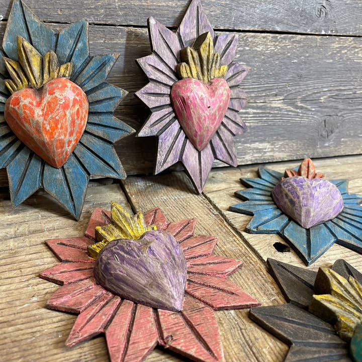 My Amigos Imports - Wholesale Wall Decor - Kids & Baby - Sacred Heart Carved Wall-ER-5Wx7H-Assorted Colors2