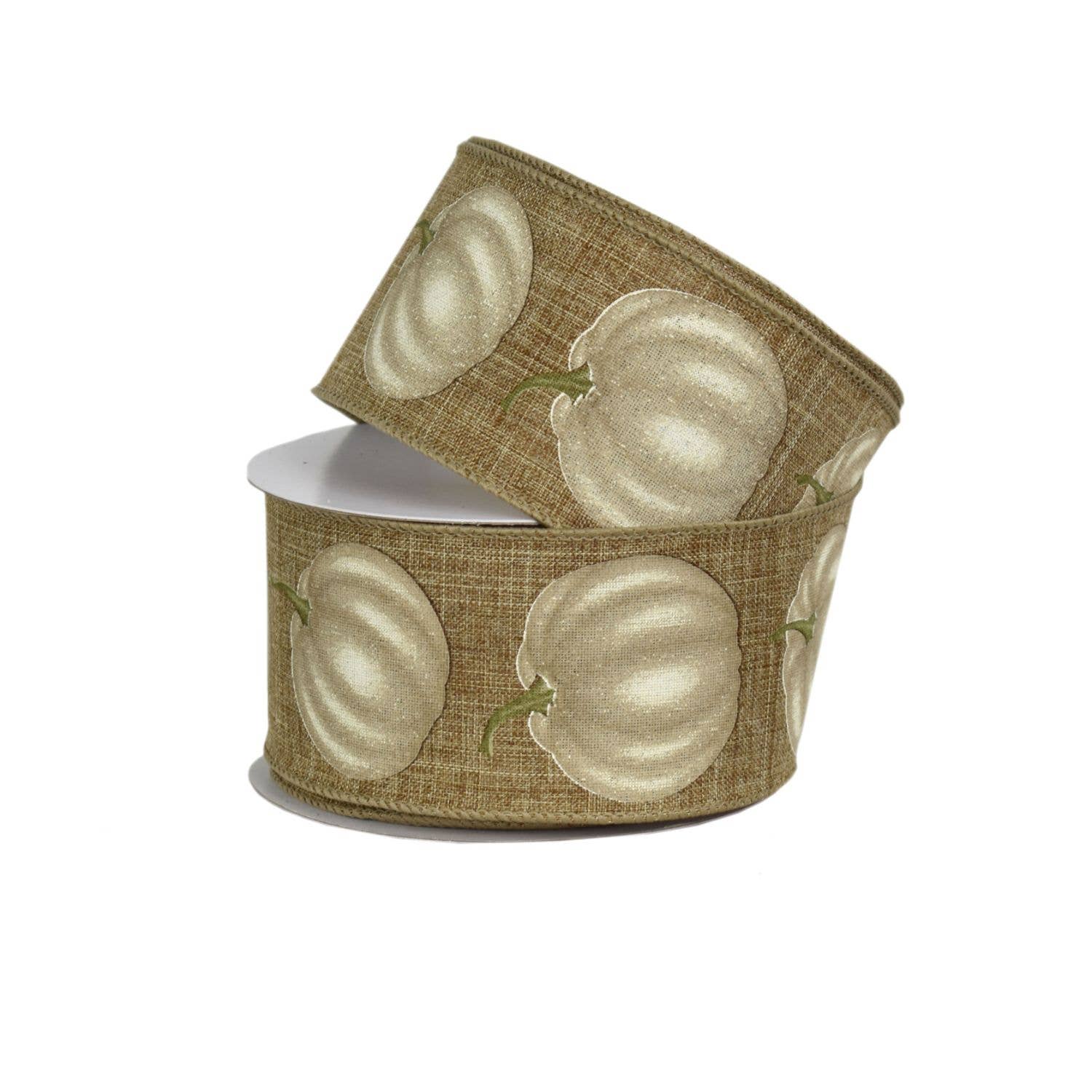 David Christopher's Collection - Wholesale Ribbon - Gift Wrapping - Linen Ribbon W/ Farmhouse Pumpkins 2.5" x 10yd0