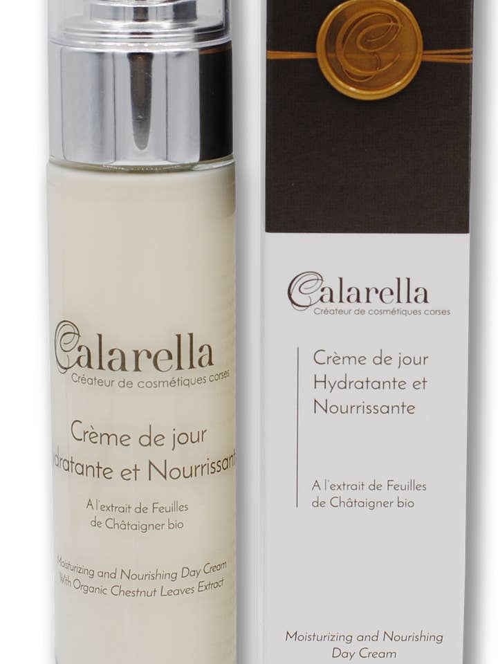 Crema da giorno idratante e nutriente per la vendita all'ingrosso da parte di Calarella - Créateur de cosmétiques corses