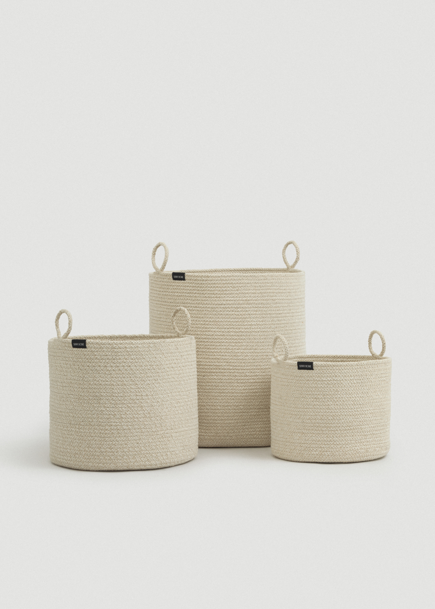 SUNNY HOME - Vente Paniers - Panier en corde de coton avec poignées – Loops S12