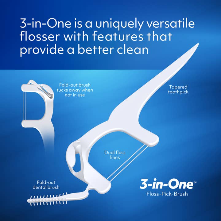 A Better Dental – wholesale Floss – A Better 3 in 1 Floss Pick Brush 30pc White