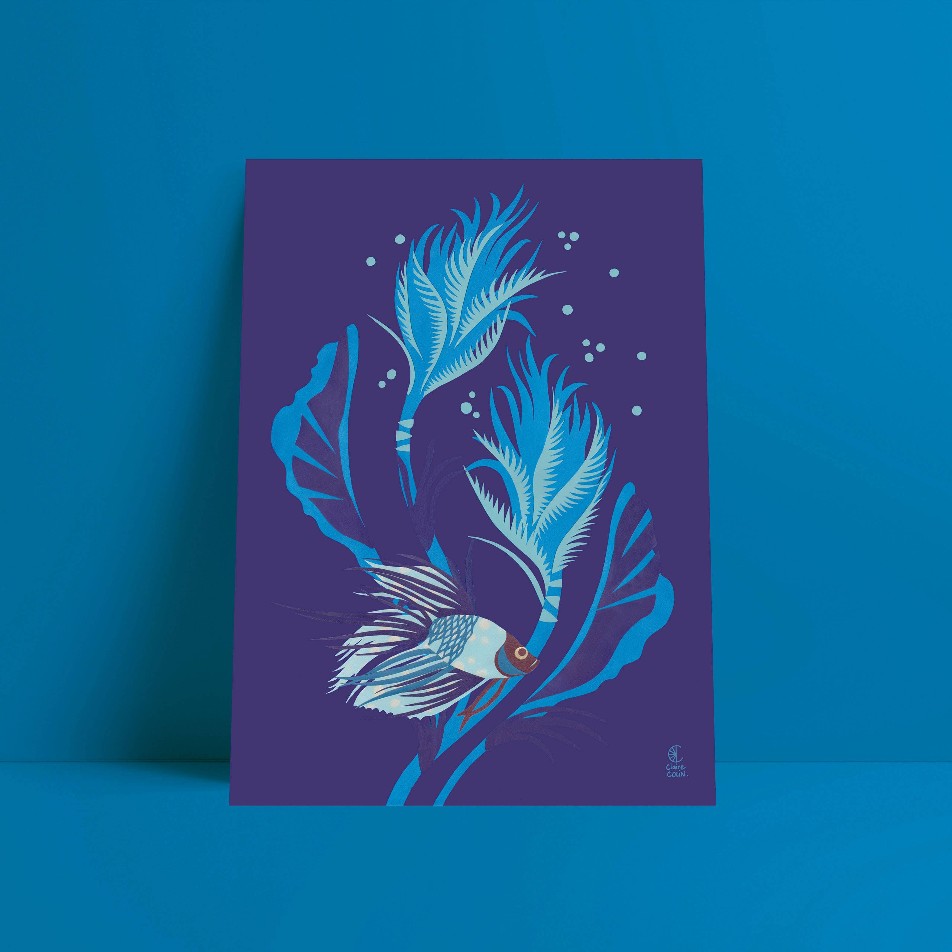 Claire Colin - Venta al por mayor Pósteres - Cartel decorativo Algas y pez 21 x 29,7 cm0