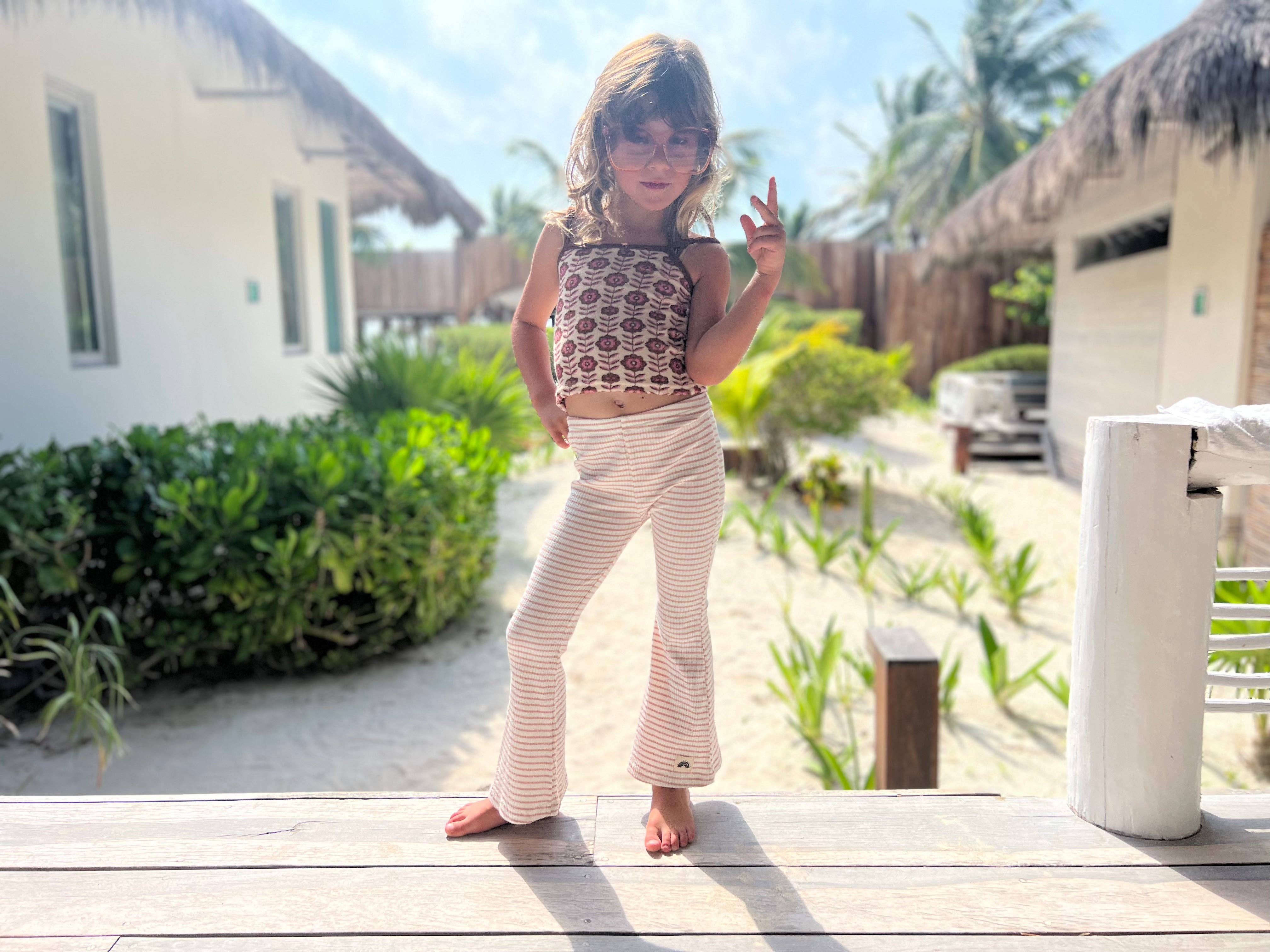 Flared Leggings - Pink Stripes for wholesale on Faire3