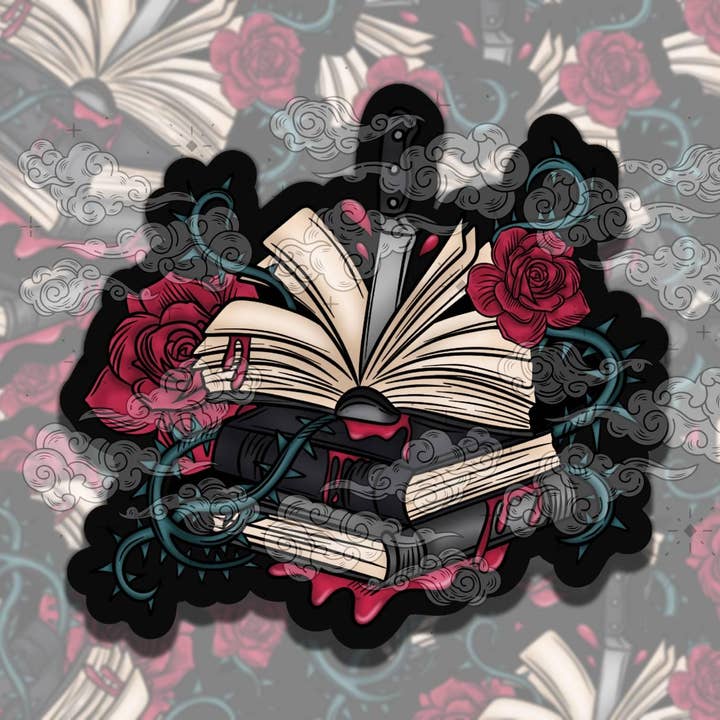 Thorned Revenge Dark Romance Bookish Vinyl Sticker for wholesale by Sticky Sadness Designs
