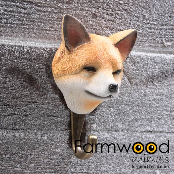 COAT HOOK HOOK'D! FOX 5X8X12.5 CM FARMWOOD ANIMALS for wholesale by Imhof & Stevens BV