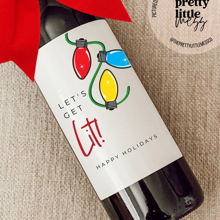 Étiquette de vin des Fêtes, cadeau de Noël, Let's Get Lit pour la vente par the pretty little mess