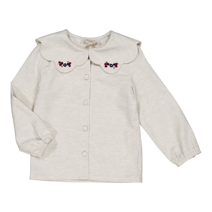 Colette Meisjesblouse in biologisch katoenen keperstof voor wholesale door Kidiwi handmade